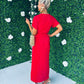 Farrah Plisse Hem Detail Dress Red