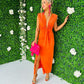 Freah Plunge Dress Coral