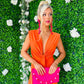Freah Plunge Dress Coral