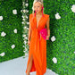 Freah Plunge Dress Coral
