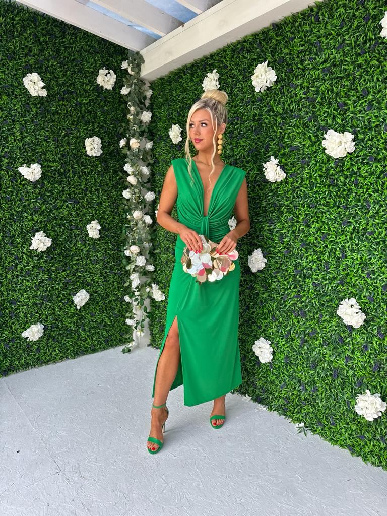 Freah Plunge Dress Green