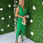 Freah Plunge Dress Green