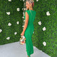 Freah Plunge Dress Green