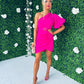 Iris Shoulder Puff Sleeve Mini Dress Hot Pink
