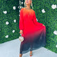 Cindy Pleated Ombre Maxi Dress Amber