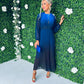 Cindy Pleated Ombre Maxi Dress Navy