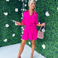 Nevaeh Frill Hem Shirt Dress Hot Pink