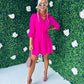 Nevaeh Frill Hem Shirt Dress Hot Pink