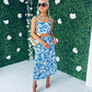 Billie White & Blue Floral Top & Skirt Set