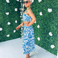 Billie White & Blue Floral Top & Skirt Set