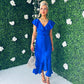 Daphne Frill Detailed Midi Dress Cobalt