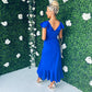 Daphne Frill Detailed Midi Dress Cobalt