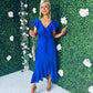Daphne Frill Detailed Midi Dress Cobalt