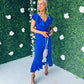 Daphne Frill Detailed Midi Dress Cobalt