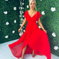 Juno Frill Detailed Maxi Dress Rouge