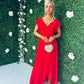 Juno Frill Detailed Maxi Dress Rouge