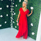 Juno Frill Detailed Maxi Dress Rouge