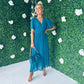 Orla Banded Midi Dress Teal