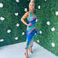 Clora Mesh Midi Dress Blue