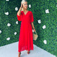 Fergie Pleated Dress Red