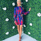 Hadley Puff Sleeve Mini Dress Multi Cobalt