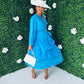 Jen Layered Midi Dress Sky Blue
