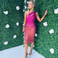 Zara Sequin Midi Dress Fuchia