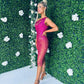 Zara Sequin Midi Dress Fuchia