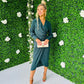 Marian Gold Buckle Midi Dress Teal