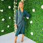 Marian Gold Buckle Midi Dress Teal