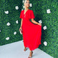 Orla Banded Midi Dress Red