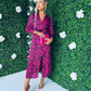 Lindi Detailed Midi Dress Cerise