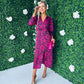 Lindi Detailed Midi Dress Cerise