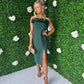 Diana Feather Detail Dress Forest