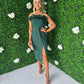 Diana Feather Detail Dress Forest