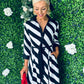 Brielle Shirt Maxi Dress Black White Stripe PRE ORDER Arriving 23 Sep