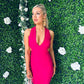 Olivia Detailed Midi Dress Cerise