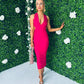 Olivia Detailed Midi Dress Cerise