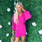 Camille Detail Mini Dress Fuchsia