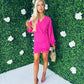 Camille Detail Mini Dress Fuchsia