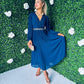Danni Full Pleat Midi Dress Navy