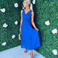 Roko Pleated Dress Royal