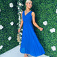 Roko Pleated Dress Royal