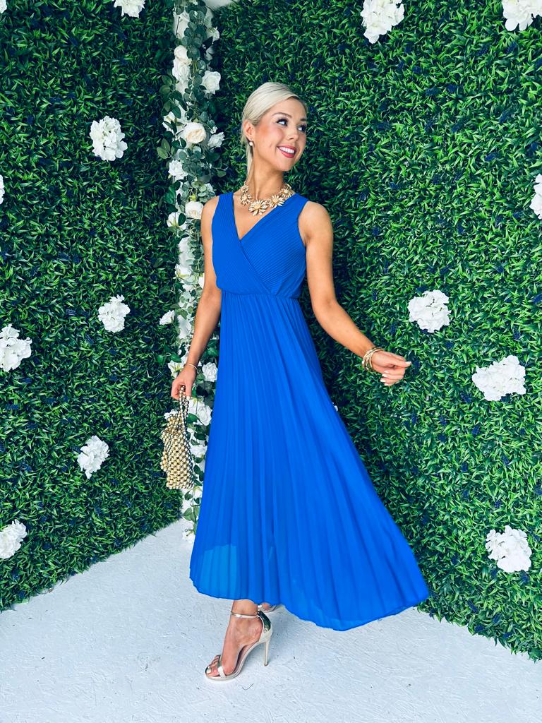 Roko Pleated Dress Royal