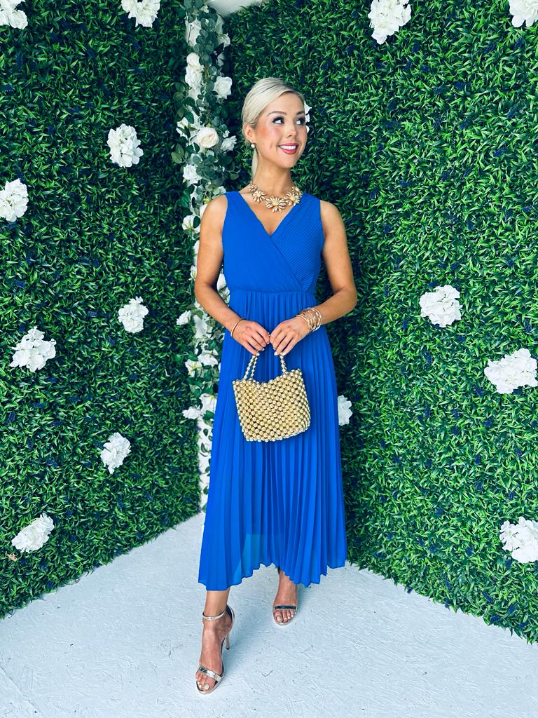 Roko Pleated Dress Royal