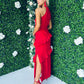 Macy Halter Neck Ruffle Maxi Dress Red