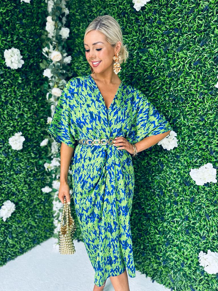 Trina Midi Dress Green/Blue
