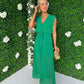 Polly Pleated Maxi Dress Green