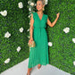 Polly Pleated Maxi Dress Green