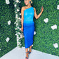 Siofra Mesh Detailed Midi Dress Ombre Blue